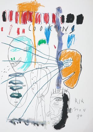 Rik van Iersel - Gemengde techniek op papier, Compositie met figuren kopen? Bied vanaf 150!