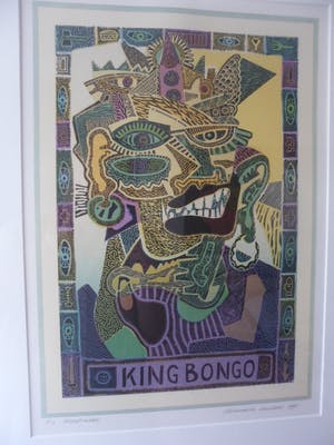 Maurice Lenders - Houtsnede. titel, King Bongo. kopen? Bied vanaf 35!