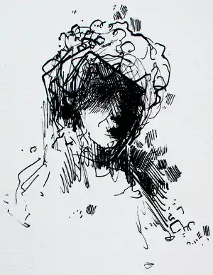 Dirkje Kuik - Tekening: De nachtcactus bloeit - 1982 verkocht voor € 99!