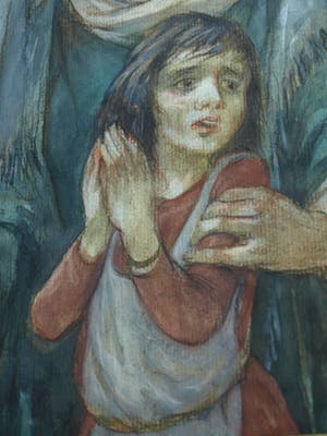 Klaas Pijlman - Ingelijste gouache , “Madonna en Kind” – 1993 kopen? Bied vanaf 1!