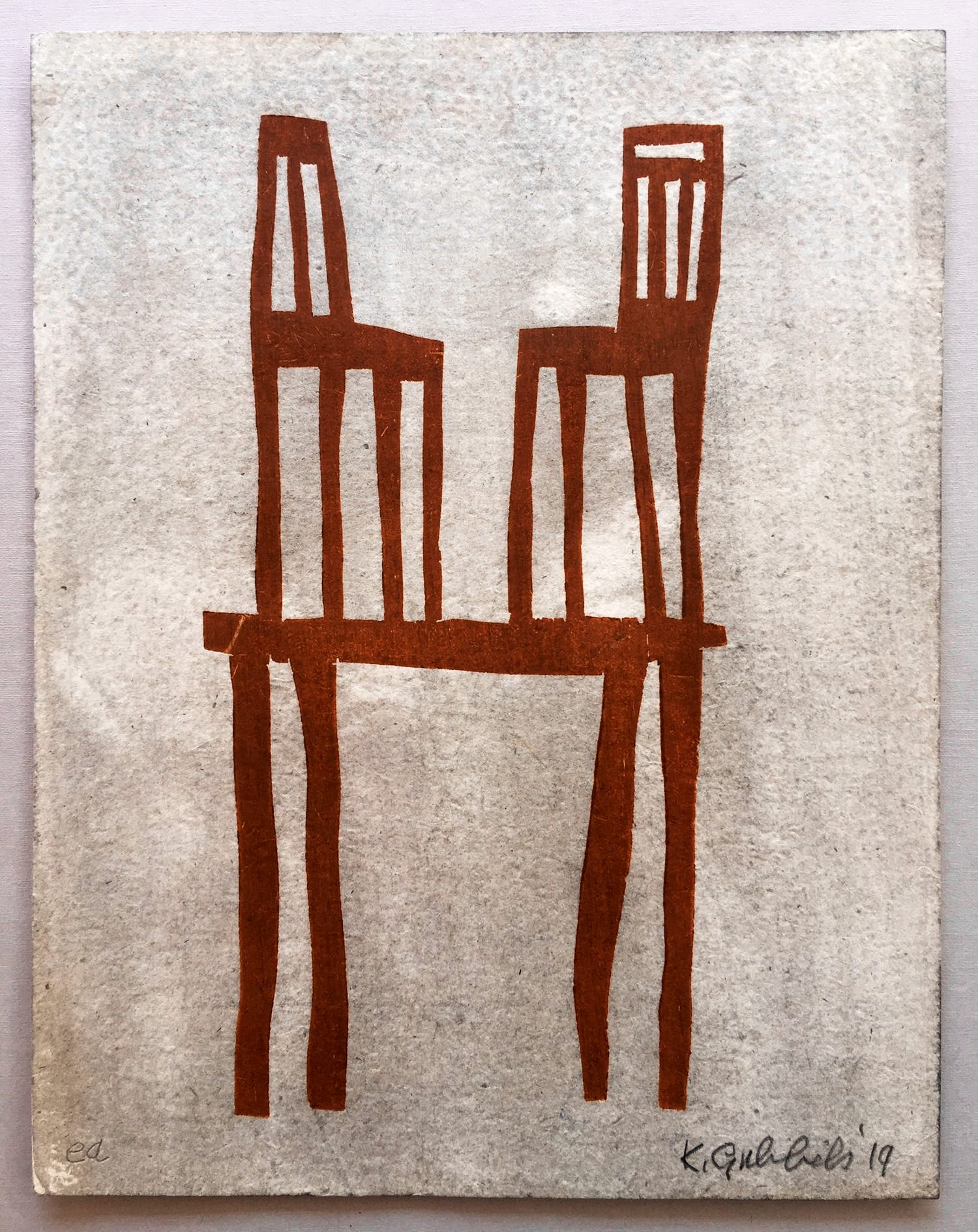 Klaas Gubbels - ‘aan Cezanne’ - houtdruk - 2019 verkocht voor € 265!