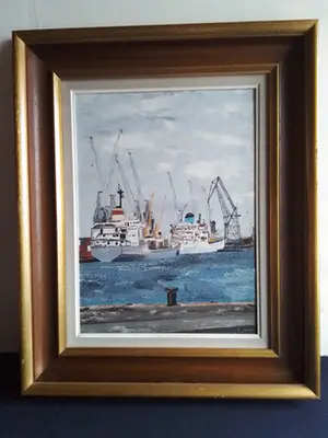 Niet of onleesbaar gesigneerd - Havenzicht met schepen aan de kade kopen? Bied vanaf 1!