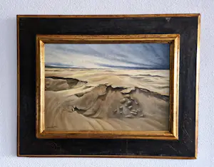 AcheterNiet of onleesbaar gesigneerd - omstreeks 1930 magisch realisme olieverf op doek "Duinlandschap" gesigneerd? Enchérissez de 1!