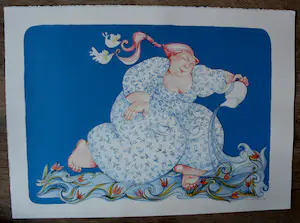 Ada Breedveld - Zeefdruk: Blauwe dame - 1999 kopen? Bied vanaf 59!