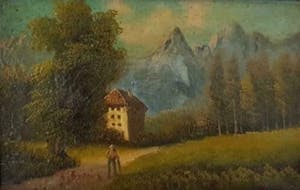 Niet of onleesbaar gesigneerd - landschap met een man figuur kopen? Bied vanaf 1!