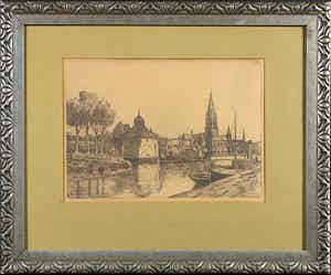 Marius Johannes Janssen - Ets, Breda; Spanjaardsgat - Ingelijst verkocht voor € 1!
