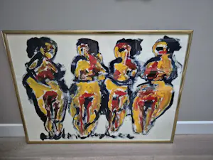 Anton Heyboer - Acryl op geschept papier - 4 vrouwen - gesigneerd m.o. kopen? Bied vanaf 675!