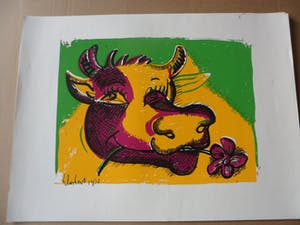 Peter Klashorst - Zeefdruk, Koe kopen? Bied vanaf 35!