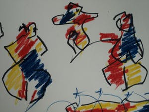 Anton Heyboer - Pastel, Koe met 3 vrouwen – ca. 1980 kopen? Bied vanaf 125!