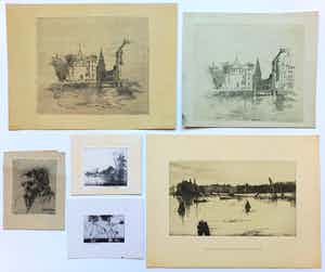 Theo Beerendonk - Zes etsen, waarvan drie handgesigneerd verkocht voor € 50!