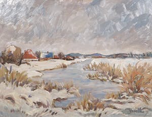 Jan Dekker - Olieverf op hardboard, Polder Winter, Ingelijst kopen? Bied vanaf 1!