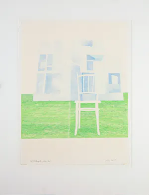 Nic Blans (jr.) - Potloodtekening, Witte stoel kopen? Bied vanaf 1!