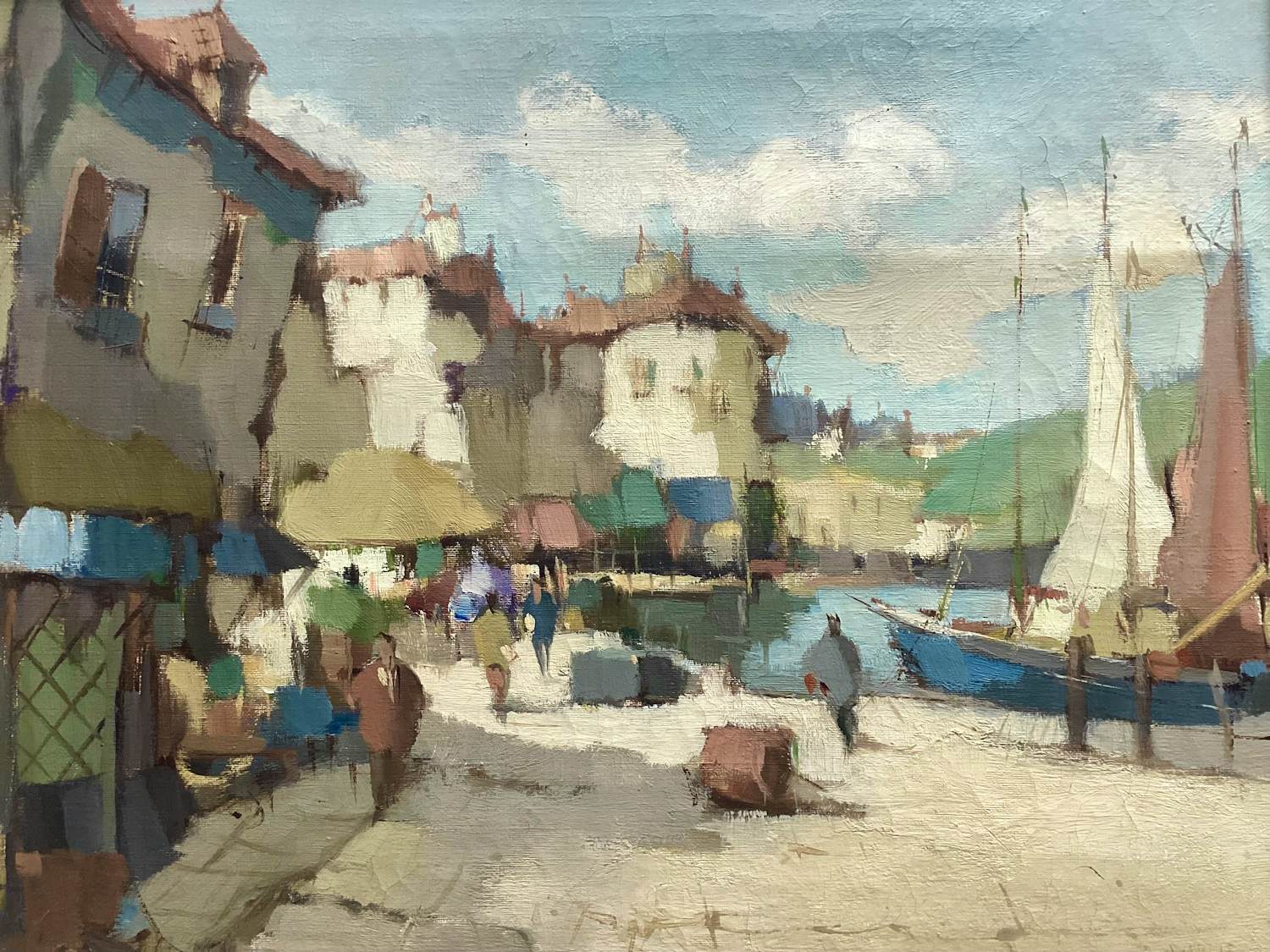 Harry Koolen - Franse kustplaats - olieverf op doek verkocht voor € 125!