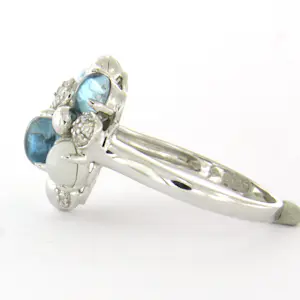 18k gouden ring met topaas, maansteen en briljant geslepen diamant tot. 0.20ct kopen? Bied vanaf 760!