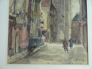 Willem Fekken - Ingelijste aquarel , Stadsgezicht Amsterdam , Westertoren - 68 x 48 cm kopen? Bied vanaf 1!