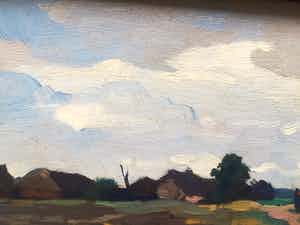 Hendrik Weegewijs - Larense school: gezicht op boerderijen aan de horizon verkocht voor € 120!