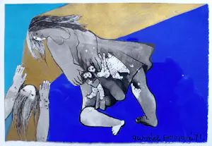 Ans Wortel - De weg waar we elkaar, met alle besonjes, tegenkomen, gouache (netjes ingelijst) kopen? Bied vanaf 225!