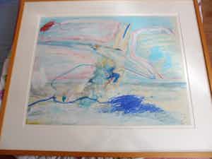 Jan van Diemen - Gouache & Pastel. getiteld,"Night Life". verkocht voor € 40!