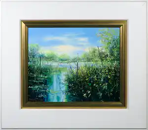 Jean-Claude Cubaynes - Olieverf op doek, Oever bij rivier -Ingelijst vendu pour 50€ !
