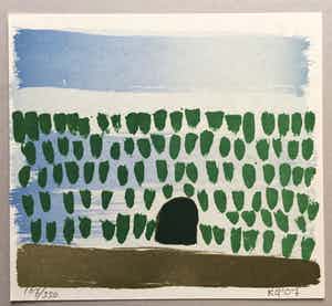 Klaas Gubbels - litho op handgeschept papier 'Gat in de heg' - 2007 verkocht voor € 145!