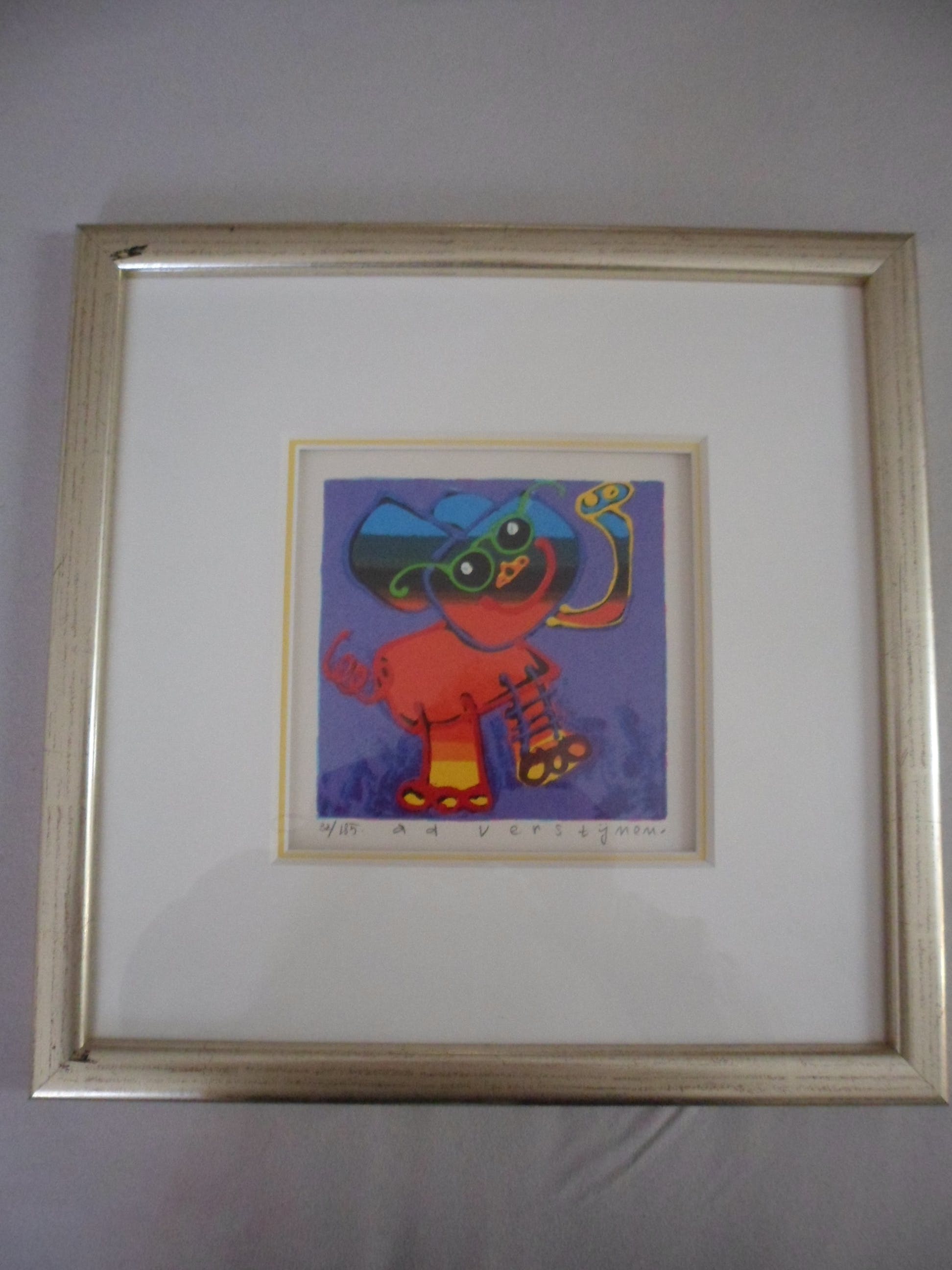 Ad Verstijnen - Zeefdruk, titel,"Olifant Olli met zonnebril". kopen? Bied vanaf 35!