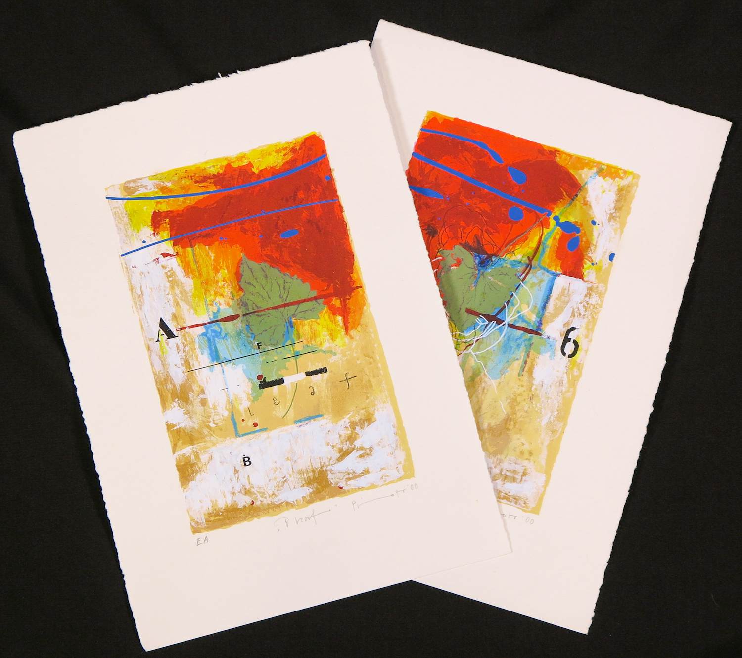 Piotr Konkel - Lot van 2 zeefdrukken, B leaf & The hearts kopen? Bied vanaf 50!