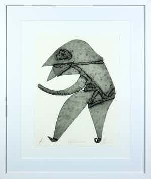 Reinhoud D'Haese - Aquatint metaaldruk, Elephantman - Ingelijst verkocht voor € 150!