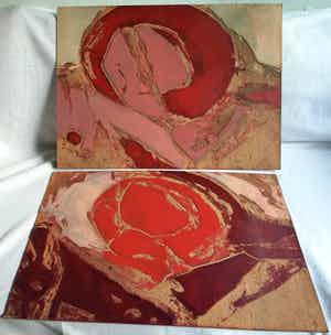 Fon Klement - 2 Hardboard drukplaten ‘Délivrer’ – ca. 1970 verkocht voor € 50!