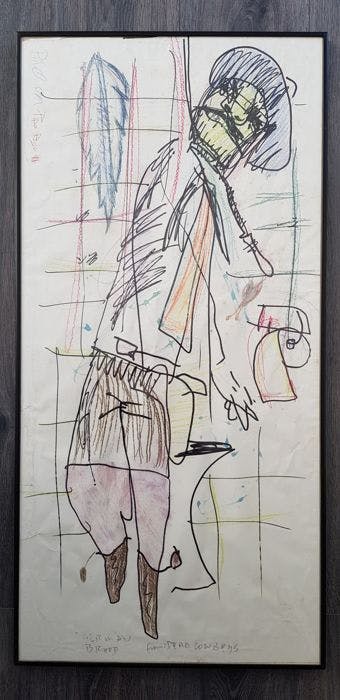 Herman Brood - zeer grote tekening, ingelijst en gesigneerd kopen? Bied vanaf 1000!