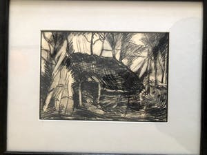 Antoon Kruysen - Boerderij - Krijttekening, Ingelijst kopen? Bied vanaf 60!