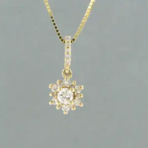 14k gouden collier en hanger met briljant geslepen diamant 0.40 ct - 45 cm kopen? Bied vanaf 480!