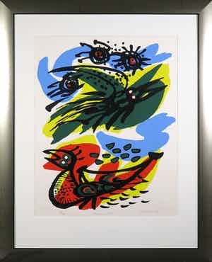 Anton Rooskens - Zeefdruk, Nuages bleus - Ingelijst verkocht voor € 250!