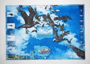 Rolf Weijburg - Île aux Cocos (Seychellen) in een Eiso Bergsma lijst - ets, slechts 35 ex. verkocht voor € 150!