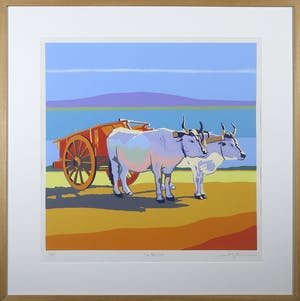 Marco Kooiman - Zeefdruk, The Red Cart - Ingelijst kopen? Bied vanaf 40!