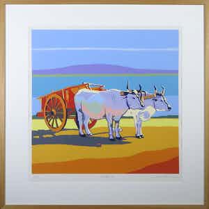 Marco Kooiman - Zeefdruk, The Red Cart - Ingelijst verkocht voor € 40!