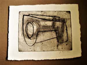 Jean Signovert - belangrijk Frans Modernist - Unieke E.A. Ets - Abstract - potlood gesigneerd verkocht voor € 64!