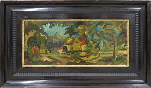 Henri Victor Le Fauconnier - Olieverf op paneel, Expressief figuratief landschap - Ingelijst verkocht voor € 1500!