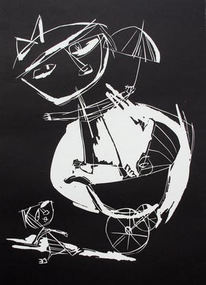 Harry Disberg - Linosnede: Poppenwagen - 1967 kopen? Bied vanaf 80!