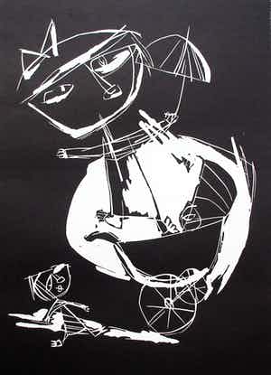 Harry Disberg - Linosnede: Poppenwagen - 1967 verkocht voor € 80!