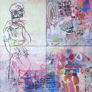 Rachid Ben Ali - Gemengde techniek op doek, Zonder titel (Zeer groot!) verkocht voor € 450!