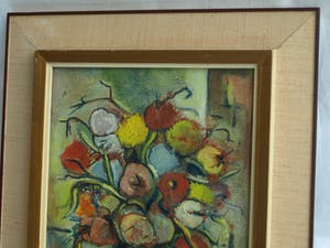 R. Kleijn - Olieverf op doek, Bloemstilleven – gesigneerd en ingelijst – ca 1960? kopen? Bied vanaf 40!