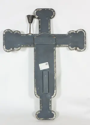 Peer Veneman - Wandsculptuur van lood en hout, Kruis kopen? Bied vanaf 200!