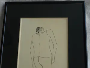 Niet of onleesbaar gesigneerd - Ingelijste aquarel / tekening , Man, op rug gezien kopen? Bied vanaf 1!