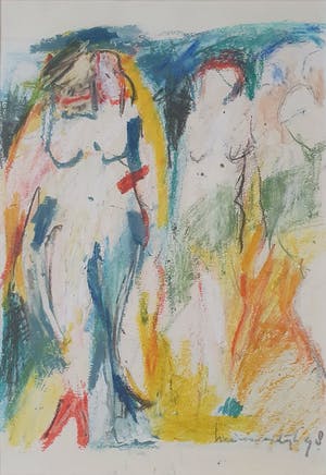 Helen Nieuwendijk - Pastel: 'Drie vrouwen' (Nieuwe lijst) kopen? Bied vanaf 95!