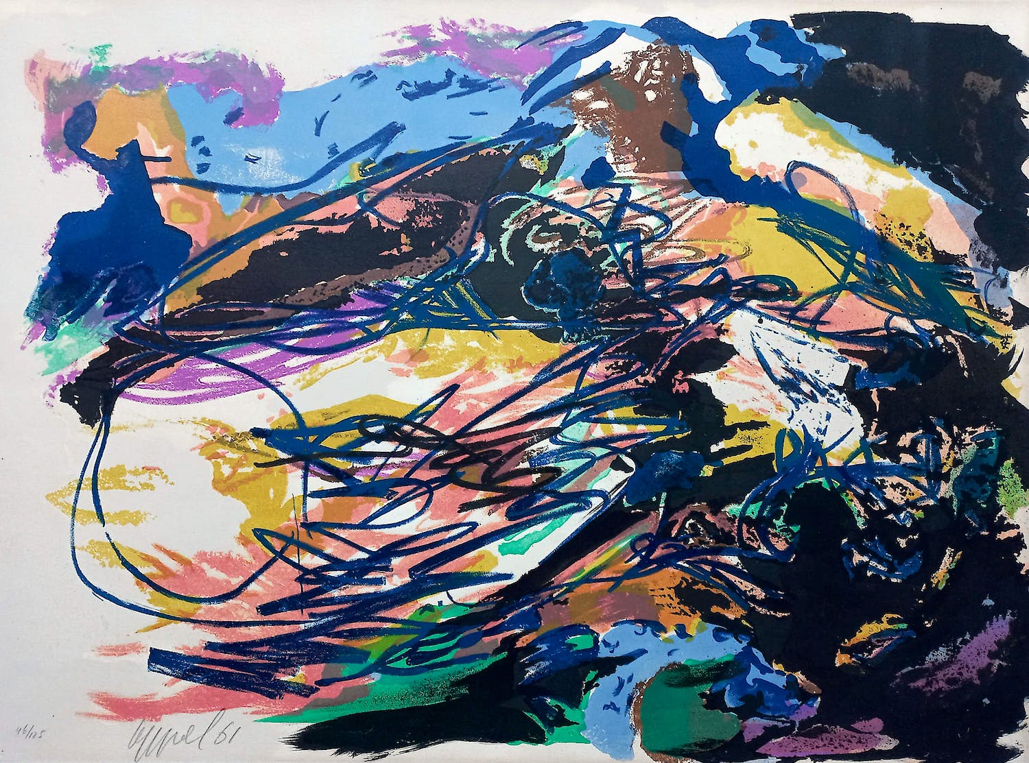 Karel Appel - Black mountains, litho kopen? Bied vanaf 1100!