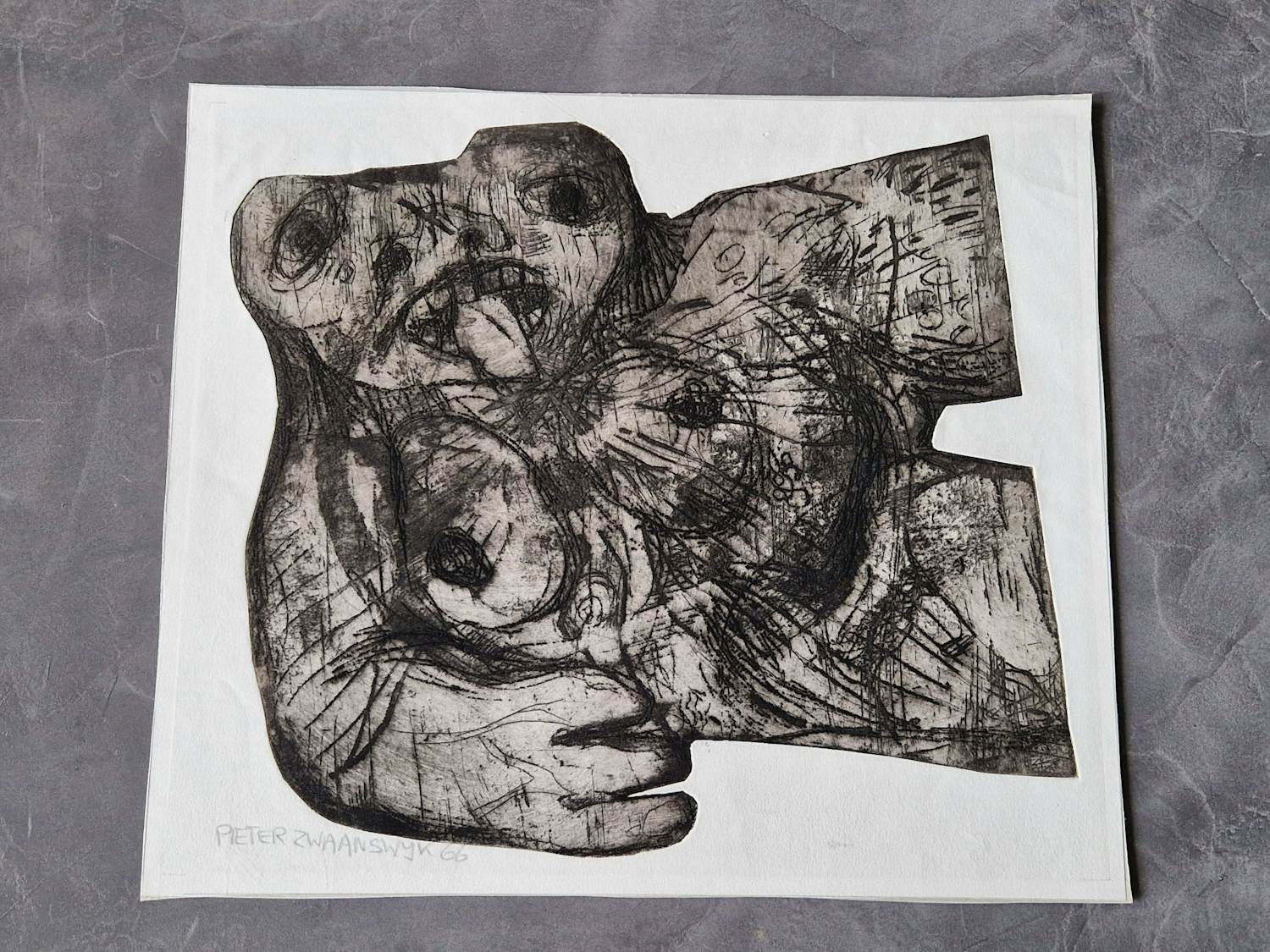 Pieter Zwaanswijk - Monochrome E.A. reliëf ets en aquatint "Flossie" - potloodgesigneerd kopen? Bied vanaf 38!
