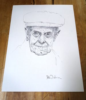 Niet of onleesbaar gesigneerd - Portret Roger Raveel - Originele pentekening kopen? Bied vanaf 1!