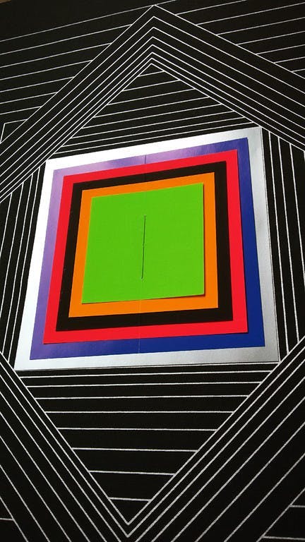 Niet of onleesbaar gesigneerd - Geometrische compositie, zeefdruk met collage kopen? Bied vanaf 1!