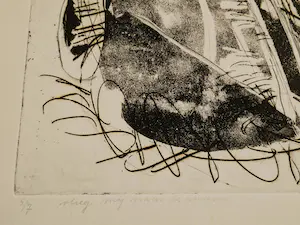 Ernst Vijlbrief - Zeer kleine oplage (7) "vlieg mij naar de maan" Ets/Aquatint - 1963 kopen? Bied vanaf 36!