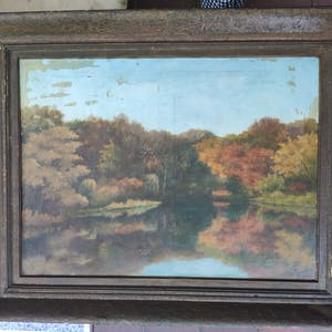 Johannes Maria Berends - groot doek: Bosgezicht met Vijver, Herfstkleuren kopen? Bied vanaf 1!